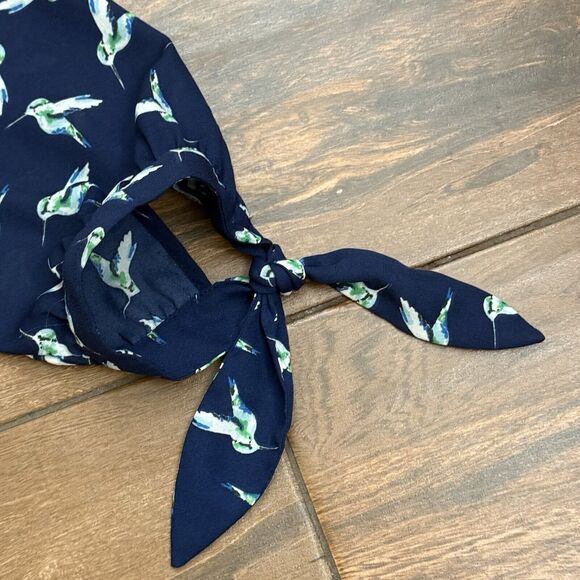 41 Hawthorn Hummingbird Shirt Semi Sheer Blue Top Blouse Womens Medium - Picture 3 of 8